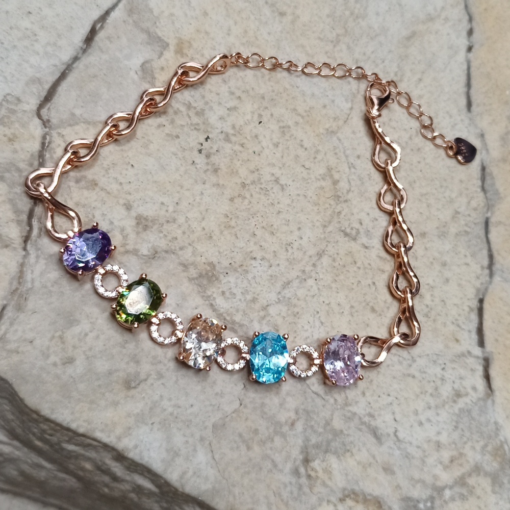 925 Sterling Silver Rose gold plated CZ tennis bracelet